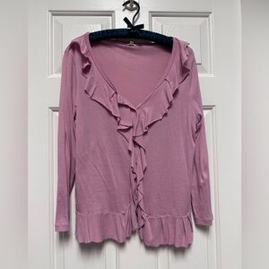 J Crew Women's Pink Ruffled button up Top Size M